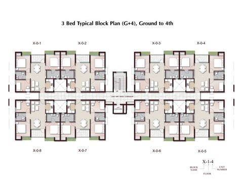 3 Bhk Apartment In Joka Plan Ground Floor And Typical Block Plan