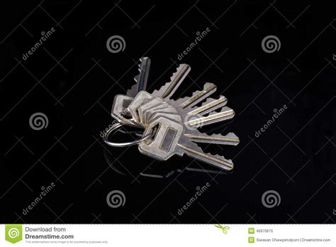 House Keys Chain For Security Lock On The Door Stock Image Image Of