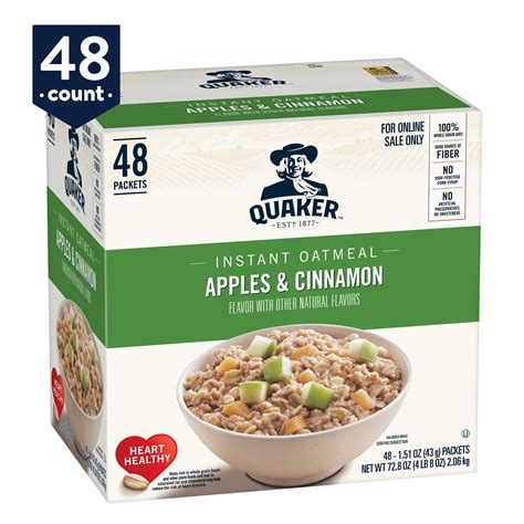 Quaker Instant Oatmeal Apples And Cinnamon Individual Packets 48 Ct