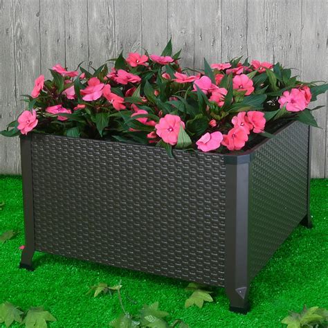 Finether Engraved Elevated Planter Box Metal Raised Vegetable Garden