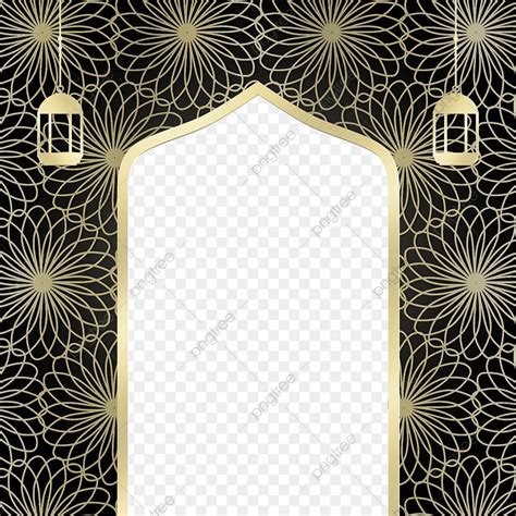 Gambar Emas Dan Hitam Hiasan Bingkai Pintu Masjid Png Hiasan Ramadhan