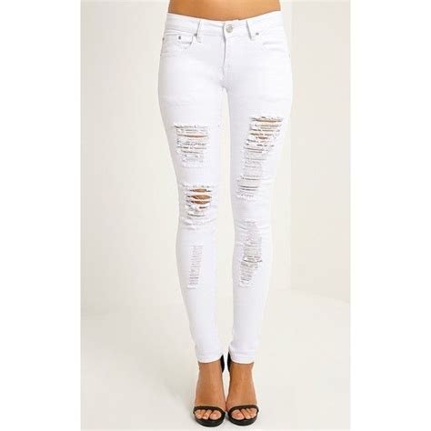 Brynn White Rip Jeans 25 Liked On Polyvore Featuring Jeans Skinny