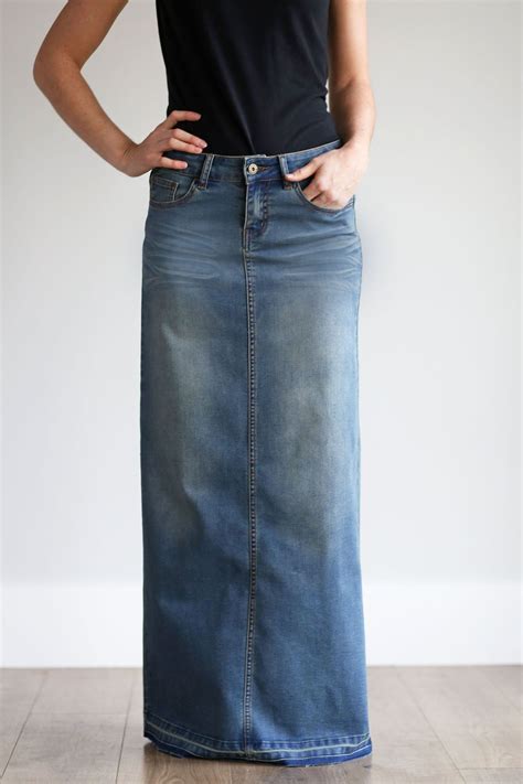 Cheyenne Vintage Wash Long Denim Skirt Modernstylesandfashion Long Denim Skirt Modest