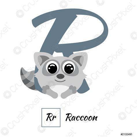 English Animal Alphabet Letter R In Vector Style Stock Vector