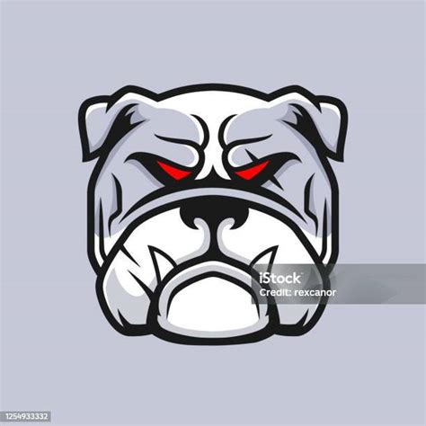 Desain Logo Kepala Bulldog Hewan Berbahaya Ilustrasi Stok Unduh