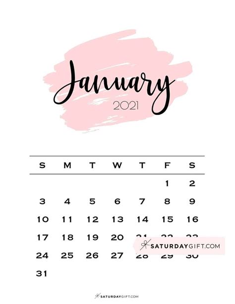 January 2023 Calendar 9 Cute And Free Printables Saturdayt