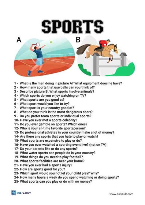 25 sports conversation questions esl vault