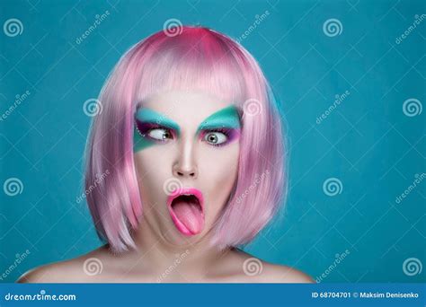 Shocked Girl With Bulging Wide Open Eyes And Open Mouth Pin Stock Image Image Of Close Lips