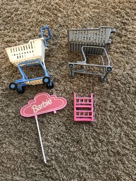 Vintage Barbie Mattel Supermarket Playset Grocery Carts 1991 1995