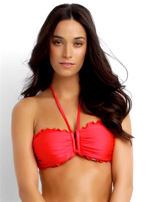 Seafolly Shimmer Dd U Tube Bandeau With Lettuce Edge Neon Red Sale Non Refundable Dolphin