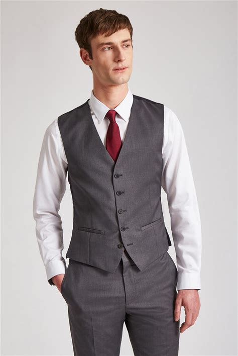 Ted Baker Mens Charcoal Twill Slim Fit Waistcoat Suit Direct