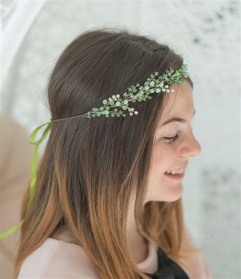 Sage Green Hair Accessories Greenery Bridal Crown Etsy