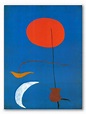 Diseño de Tapiz de Miró, pintura azul y figuras, reproducción.