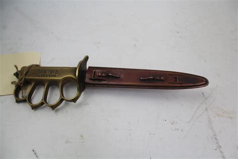 Vintage Brass Knuckle Knife With Scabbard Wwi Era Property Room