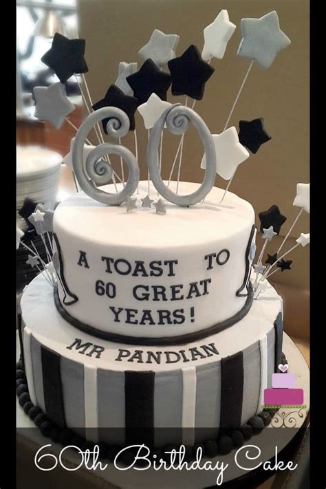 Black And Silver 60th Birthday Cake Design Decorated Treats