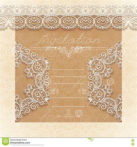Vintage Wedding Card Or Invitation With Abstract Lace