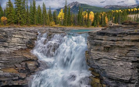 Athabasca Falls In Jasper National Park On The Upper Athabasca River