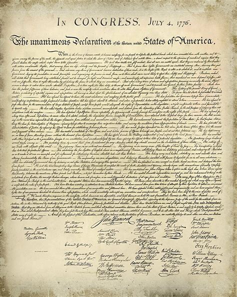 Declaration Of Independence Free Printable