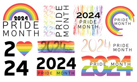 2024 Pride Month Big Set Lgbt Conception Pride Day Line Abstract Logo