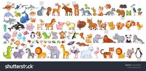 Big Vector Set Animals Cartoon Style Stock Vector Royalty Free