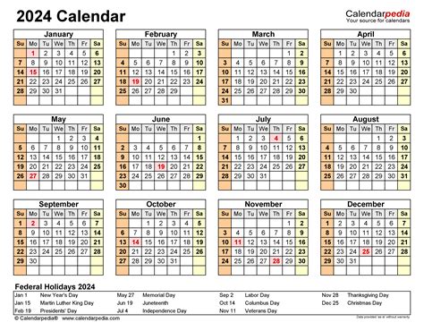 2024 At A Glance Calendar Printable Calendar