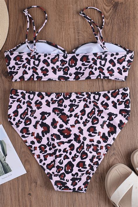 Lovely Leopard Print Bathing Suit Two Piece Swimsuitbikinisswimsuit
