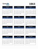 1861 Calendar (PDF, Word, Excel)
