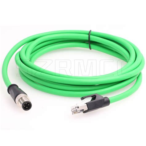 M12 Dcoded 4 Pin Male Flexible Ethernet Cable To Rj45 Male With