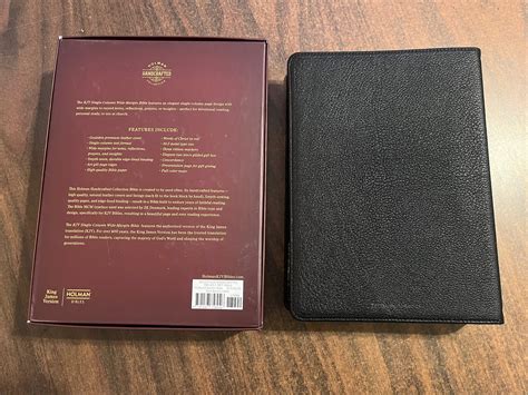 Personalized Kjv Single Column Wide Margin Bible Black Genuine Goatskin Leather Handcrafted