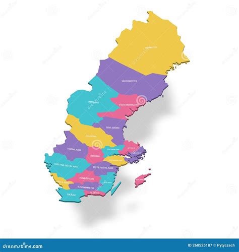 Sweden Political Map Of Administrative Divisions Stock Illustration