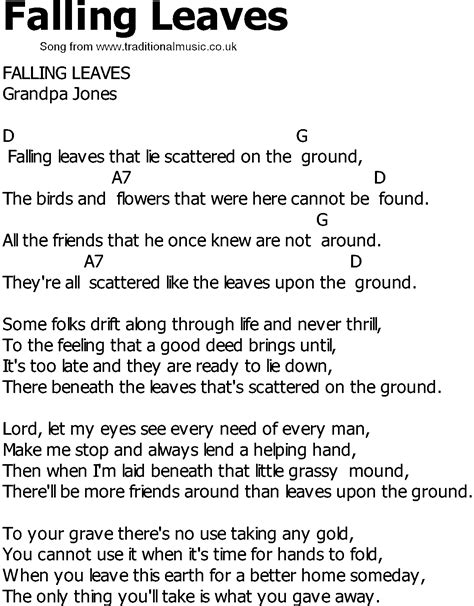 Old Country Song Lyrics With Chords Falling Leaves Old Country