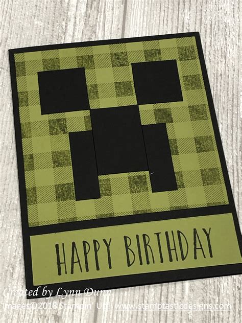 Minecraft Creeper Birthday Card Lynn Dunn Stamptastic Designs