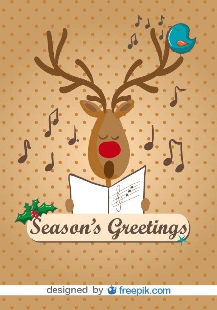 Want to see elegant christmas cards to make that will leave you saying wow?! Free Vector | Reindeer singing christmas carols card