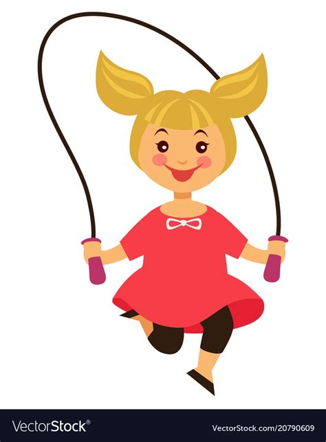 Happy Little Blonde Girl Jumps Over Skipping Rope Vector Image