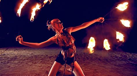 Fire Dancing Duet Poi And Fire Fans Youtube