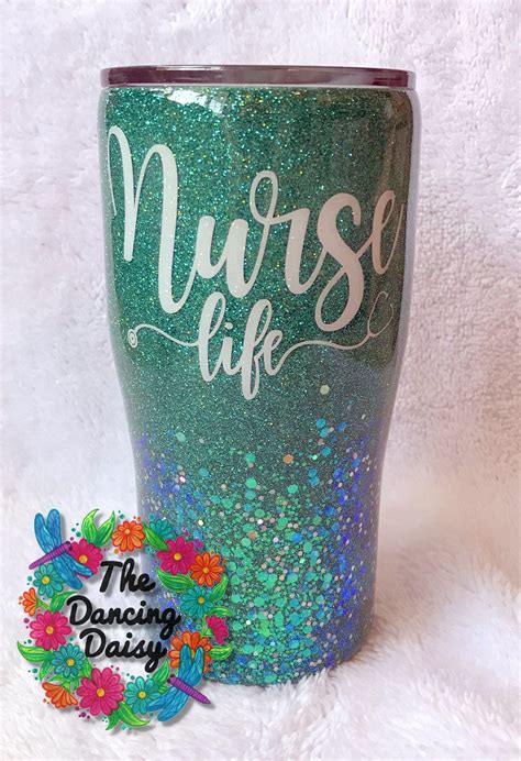 20 Oz Nurse Life Glitter Tumbler Glitter Tumbler Tumbler Cups Diy