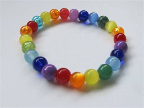 Reiki Bracelet Multi Coloured Rainbow Chakra Elasticated Bracelet