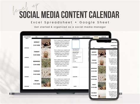 Social Media Content Calendar And Planner Template Excel Etsy