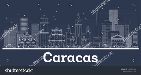 Outline Caracas Venezuela City Skyline White Stock Vector Royalty Free