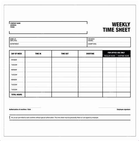 6 Excel Template For Timesheet Excel Templates