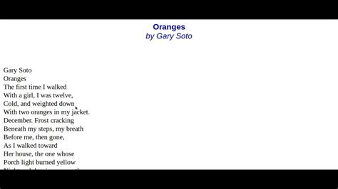 Oranges By Gary Soto Youtube