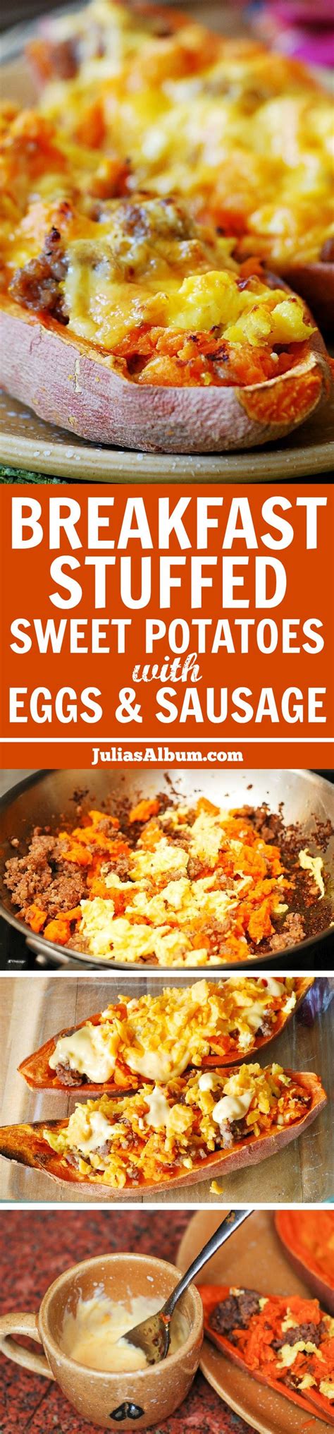 Stuffed Sweet Potatoes For Breakfast With Sausage And Eggs Eggs And Sweet Potato Sweet