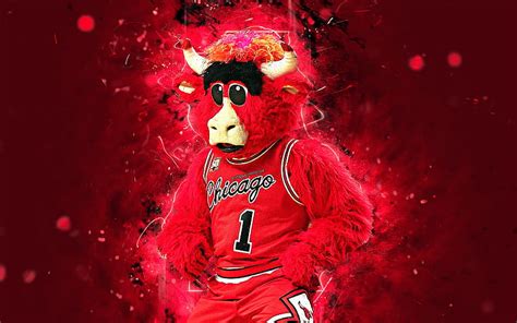 Benny The Bull Mascot Chicago Bulls Basketball Abstract Art Nba
