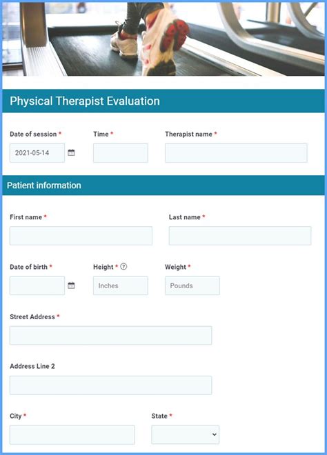 Physical Therapist Evaluation Form Template Formsite