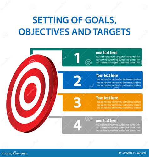 Setting Of Goals Objectives And Targets Vector Illustration Of