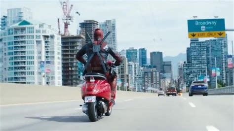 Red Piaggio Vespa Scooter Driven By Wade Wilson Deadpool Voice Of