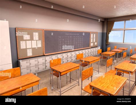 3d Rendering Of A Japanese Classroom Interior Stock Photo Alamy