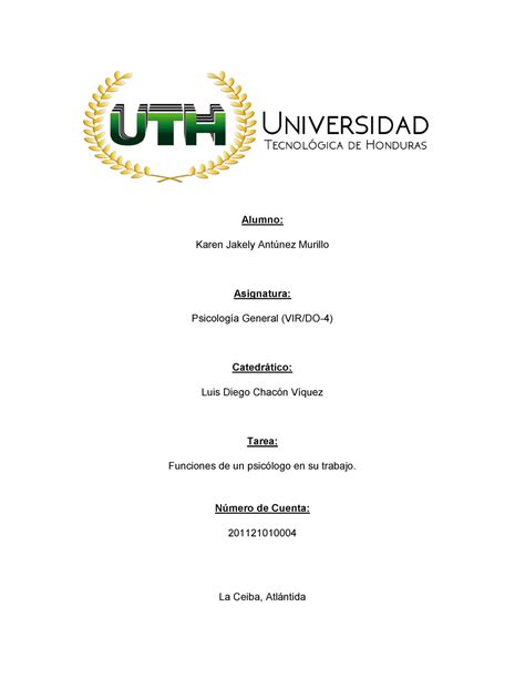 Psicologia Tarea Individual Uth Alumno Karen Jakely Ant Nez