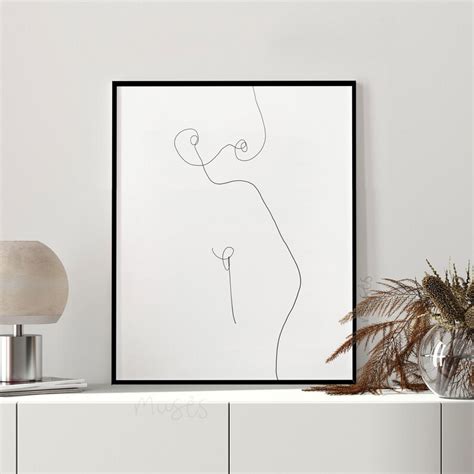 Printable Skinny Nude Drawing Contemporary Bedroom Wall Above Etsy