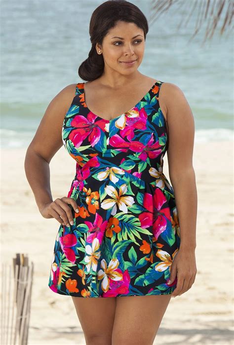 Beach Belle Fiji Plus Size V Neck Swimdress